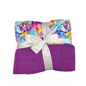 NEW LITTLE SNUGGLES colorful butterflies bamboo blanket in purple multi